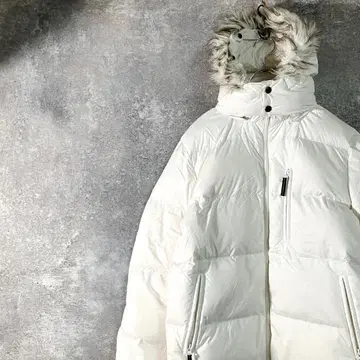 CONVERSE 다운 자켓 화이트 무지 후디 보아 페더