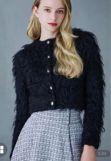 riu 퍼 가디건 블랙 새상품급 럭셔리 성숙/러블리 가을/겨울/봄