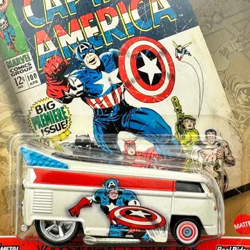 핫휠 프리미엄 마블 캡틴 아메리카 VW 드래그 버스