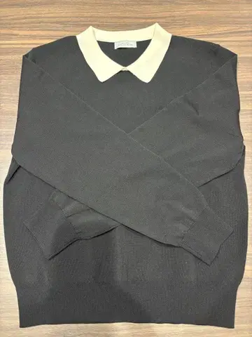 새상품급 그린 라벨 릴랙싱 카라 부착 롱 슬리브 풀오버 니트