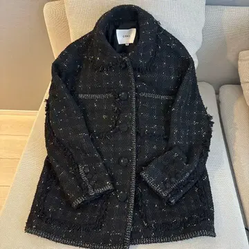 [컨디션 최상] 코엘 COEL 트위드 자켓 블랙 골드 라메 36