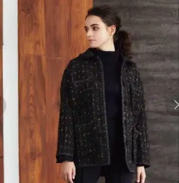 [컨디션 최상] 코엘 COEL 트위드 자켓 블랙 골드 라메 36