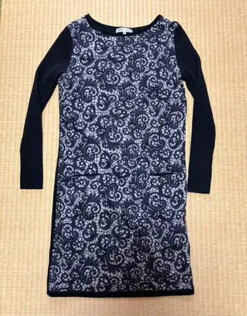 시마다 준코 49AV. 네이비 레이스 무늬 원피스 38