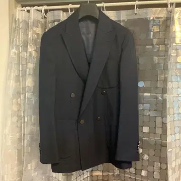 다크 블루 더블 브레스트 테일러드 자켓