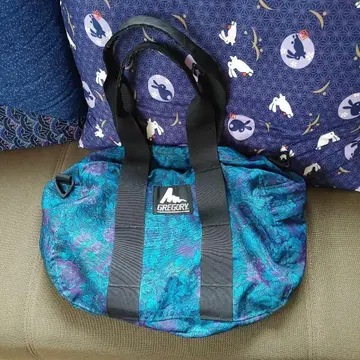 GREGORY 파랑 보라색 꽃무늬 토트백 XS