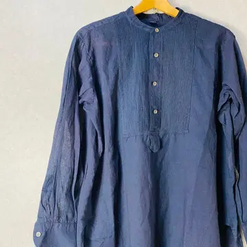 45 린넨 네이비 긴팔 셔츠 핀턱