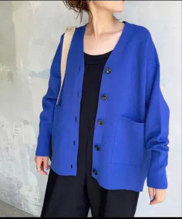 새상품급 스픽 앤 스팬 더블 자카드 빅 가디건