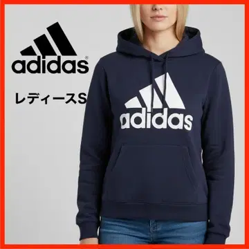 A4375 새상품급 adidas*후드티 트레이닝복*프린트 로고*S*네이비