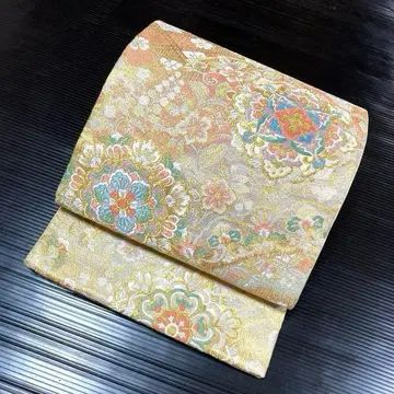 순수 실크 육통 후쿠로 오비 [화문 소화]