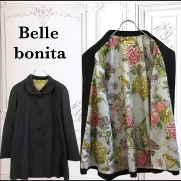 고급 [ 베레보니타 ] 코트 [ M ] 블랙 꽃무늬 레트로 실크