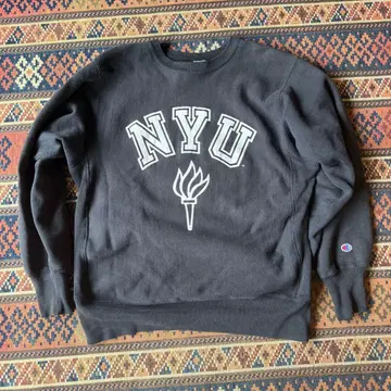 레어 블랙 Champion NYU Reverse Weave L