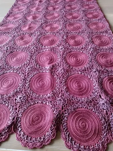 모브 핑크 레이스 모티브 뜨개질 숄 약 148cm x 45cm L20