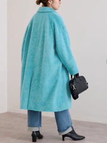 울 모헤어 샤기 발칼라 코트 사이즈 38