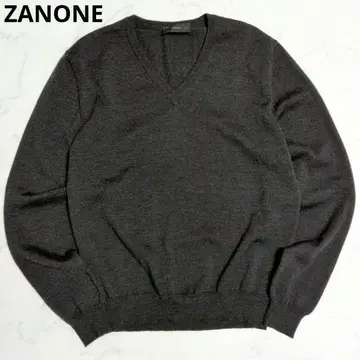 자노네 니트 V넥 다크 그레이 이탈리아제 울 L