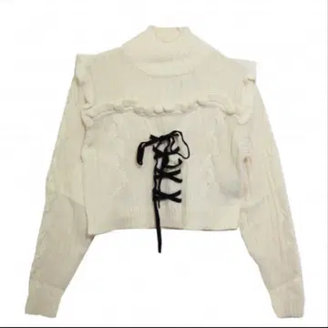 프릴 레이스업 니트탑