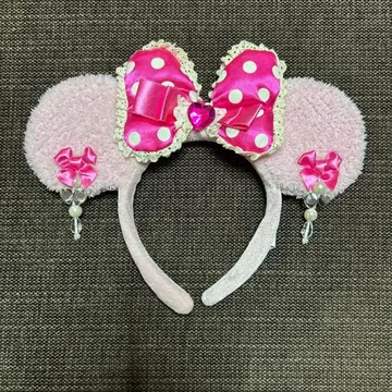 디즈니 머리띠 귀찌 핑크 도트 리본 미니