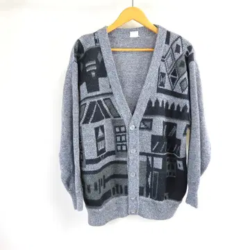 집 거리 와이드 실루엣 V넥 니트 가디건 구제 의류 남성용