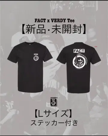 FACT x VERDY 티 L 사이즈 블랙 스티커 포함
