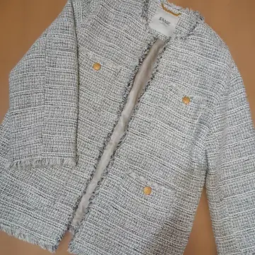 LESAGE 노카라 자켓 화이트 블랙