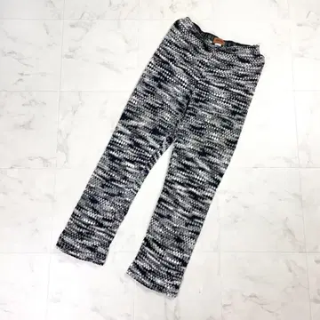 미쏘니 총 패턴 니트 팬츠 하의 레깅스 세미 와이드 블랙 44*LD25