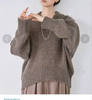 todayful 울 라운드 헴 니트