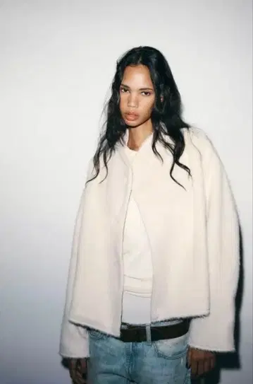 [ 새상품 ] ZARA 자라 크로스오버 인조 모피 자켓 S