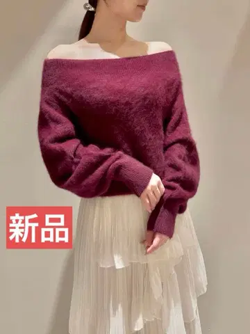 신상 택 포함 새상품 스나이델 폭스 알파카 오프숄더 풀오버