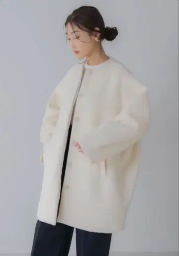 [리그림] 정가 35200엔 코쿤 샤기 코트 / 아이보리