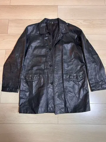 블랙 가죽 자켓 코트 천연 가죽