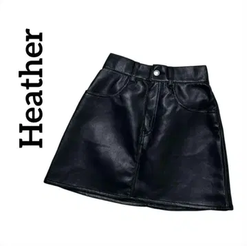 Heather 블랙 가죽 미니 스커트