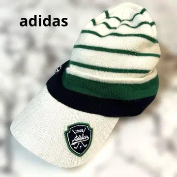 새상품급 아디다스 골프 니트 모자 스트라이프 화이트 그린