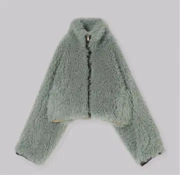 things that matter 민트 그린 퍼 숏 자켓