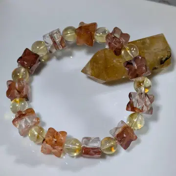 금전운 사업 번창 라이모나이트 인 쿼츠 큐브 x 시트린 래더 팔찌