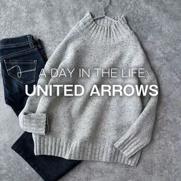 유나이티드 애로우즈 울 니트 모크넥 그레이 루즈핏 K27