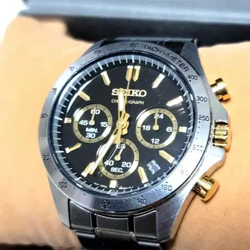 SEIKO 크로노그래프 블랙 골드 실버 여분 시계 부품 상자 세이코