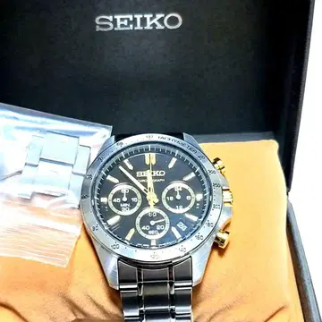 SEIKO 크로노그래프 블랙 골드 실버 여분 시계 부품 상자 세이코