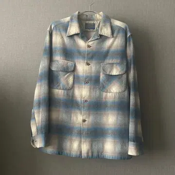 70s PENDLETON 옴브레 체크 셔츠 박스 오픈 카라