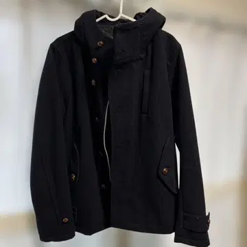 RAGEBLUE 후드 부착 네이비 계열 울 코트 레이지블루