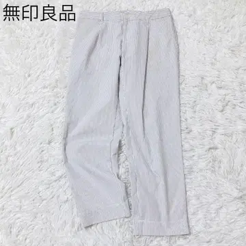 무인양품 와이드 팬츠 스트라이프 턱 캐주얼 네이비 사이즈 61