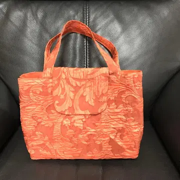 오렌지 컬러 꽃무늬 토트백