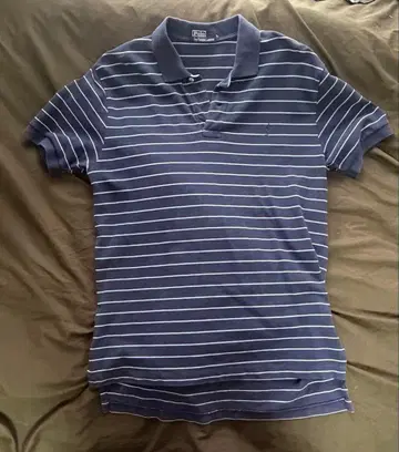 피케 셔츠 네이비/화이트 스트라이프