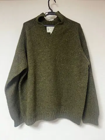 Nor easterly 옷깃 니트 XL 스코틀랜드제 다크 그린