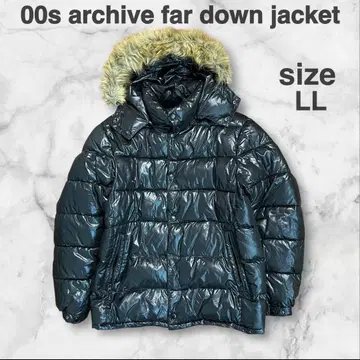 아카이브 블랙 퍼 다운 재킷 y2k 00s
