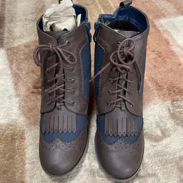 EDWIN 프린지 레이스업 부츠 브라운 네이비