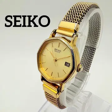 새상품 배터리 작동 SEIKO 세이코 손목시계 골드 팔각형 날짜 레어