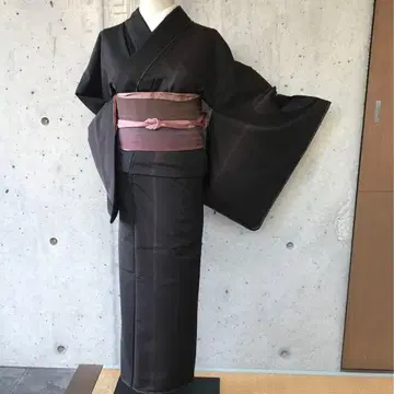 본토 오시마 명주 줄무늬 이중 기모노 화장 70