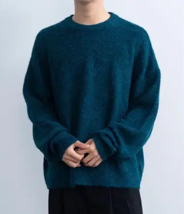 SINSS 베이직 샤기 니트 터콰이즈