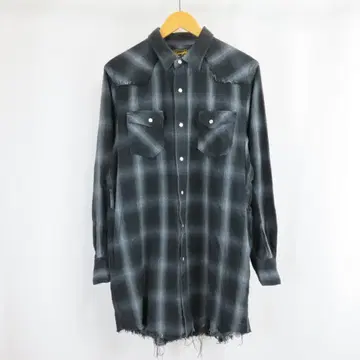 Wrangler 나노유니버스 옴브레 체크 셔츠 M 블랙