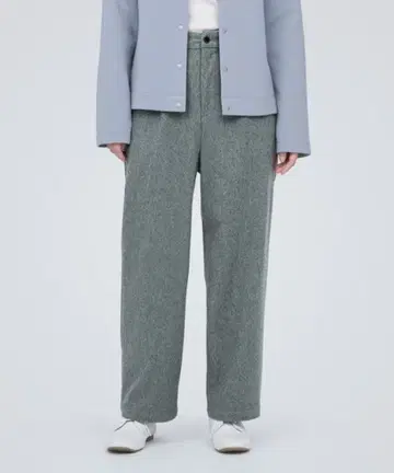 미사용 무인양품 가로 세로 스트레치 기모 턱 팬츠 그레이 L