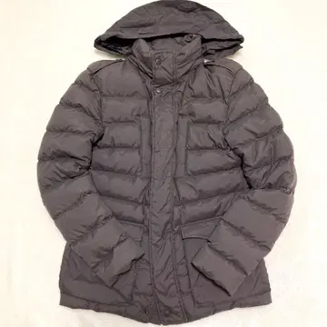 새상품급 허니 다운 자켓 구스 다운 후드 수납 더블 지퍼 브라운
